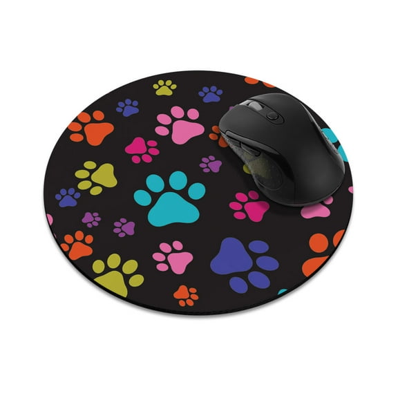 WIRESTER 7.88 in Round Mouse Pad with Non-Slip Rubber Base for Computers, Laptop, Office & Home - Multicolor Paws Dog