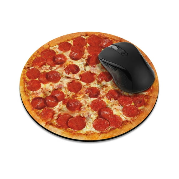 WIRESTER 7.88 in Round Mouse Pad with Non-Slip Rubber Base for Computers, Laptop, Office & Home - Pepperoni Pizza