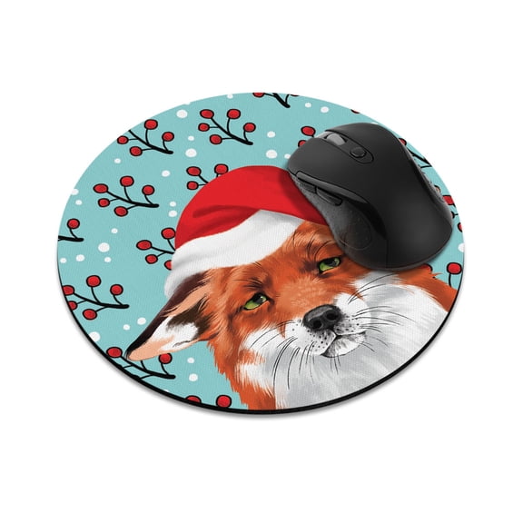 WIRESTER 7.88 in Round Mouse Pad with Non-Slip Rubber Base for Computers, Laptop, Office & Home - Red Fox Sad