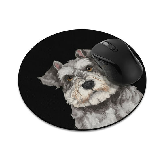 WIRESTER 7.88 in Round Mouse Pad with Non-Slip Rubber Base for Computers, Laptop, Office & Home - Salt And Pepper Miniature Schnauzer Dog