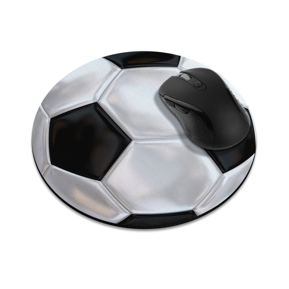 WIRESTER 7.88 in Round Mouse Pad with Non-Slip Rubber Base for Computers, Laptop, Office & Home - Soccer Ball