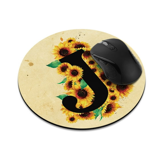 WIRESTER 7.88 in Round Mouse Pad with Non-Slip Rubber Base for Computers, Laptop, Office & Home - Sunflower Vintage J