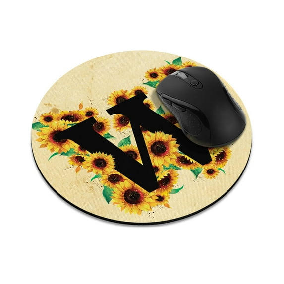 WIRESTER 7.88 in Round Mouse Pad with Non-Slip Rubber Base for Computers, Laptop, Office & Home - Sunflower Vintage W
