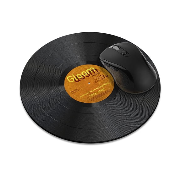 WIRESTER 7.88 in Round Mouse Pad with Non-Slip Rubber Base for Computers, Laptop, Office & Home - Vintage Vinyl Record Orange
