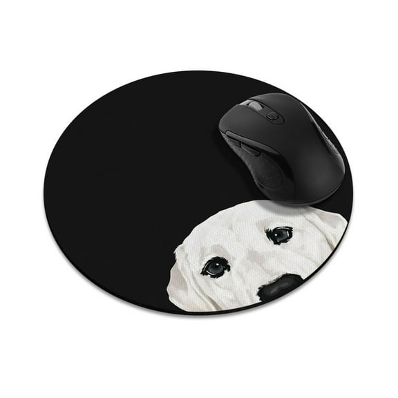 WIRESTER 7.88 in Round Mouse Pad with Non-Slip Rubber Base for Computers, Laptop, Office & Home - White Labrador Retriever Dog
