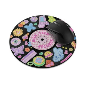 WIRESTER 7.88 in Round Mouse Pad with Non-Slip Rubber Base for Computers, Laptop, Office & Home - Y2K High-Teen Records