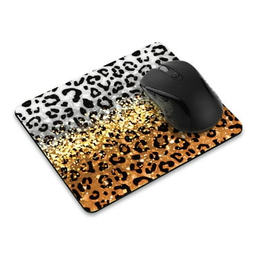 WIRESTER 8.66x7.08 in Rectangle Mouse Pad with Non-Slip Rubber Base for Computers, Laptop, Office & Home - Yellow Glitter Black/White Leopard & Black/Yellow Leopard