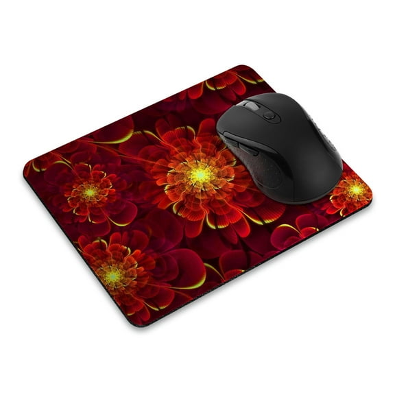 WIRESTER 8.66x7.08 in Rectangle Mouse Pad with Non-Slip Rubber Base for Computers, Laptop, Office & Home - Abstract Red Flowers