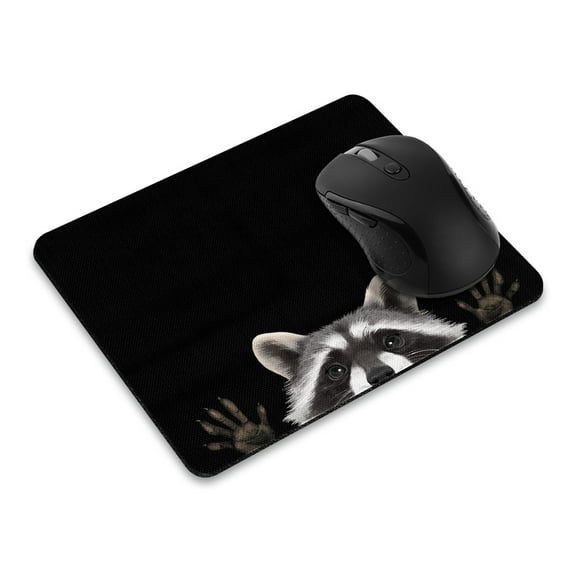 WIRESTER 8.66x7.08 in Rectangle Mouse Pad with Non-Slip Rubber Base for Computers, Laptop, Office & Home - Animal Raccoon Hands Out