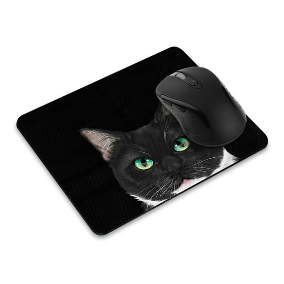 WIRESTER 8.66x7.08 in Rectangle Mouse Pad with Non-Slip Rubber Base for Computers, Laptop, Office & Home - Animal Tuxedo Cat White Chin