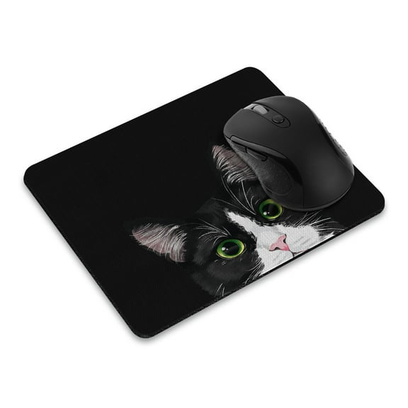 WIRESTER 8.66x7.08 in Rectangle Mouse Pad with Non-Slip Rubber Base for Computers, Laptop, Office & Home - Black White Tuxedo Cat
