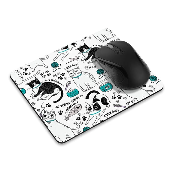 WIRESTER 8.66x7.08 in Rectangle Mouse Pad with Non-Slip Rubber Base for Computers, Laptop, Office & Home - Cat Stuffs