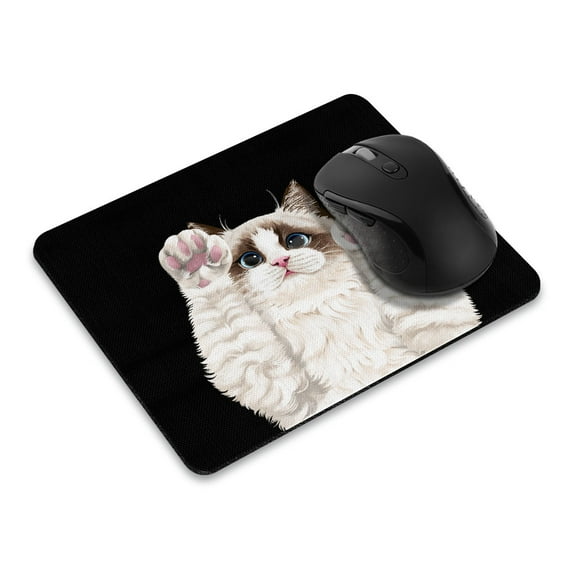 WIRESTER 8.66x7.08 in Rectangle Mouse Pad with Non-Slip Rubber Base for Computers, Laptop, Office & Home - Chocolate Bicolor Ragdoll Cat Paws Up