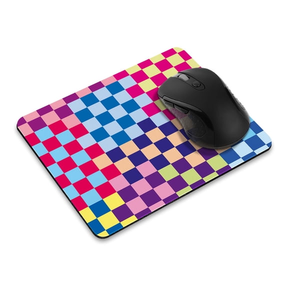 WIRESTER 9.5x7.88 in Rectangle Mouse Pad with Non-Slip Rubber Base for Computers, Laptop, Office & Home - Colorful Checkered Pattern S2