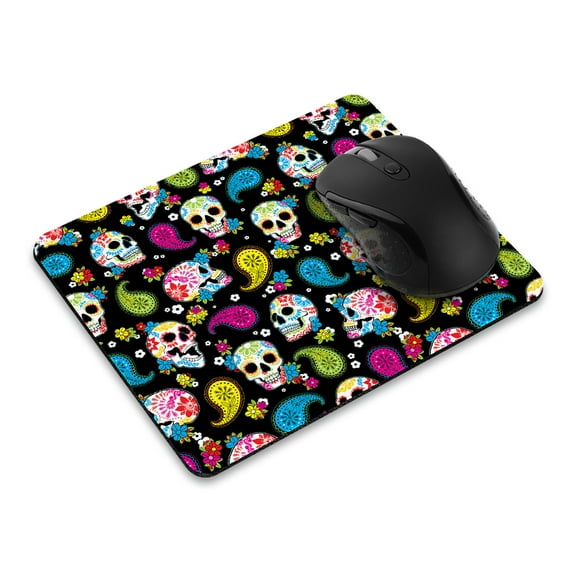 WIRESTER 8.66x7.08 in Rectangle Mouse Pad with Non-Slip Rubber Base for Computers, Laptop, Office & Home - Colorful Sugar Skulls