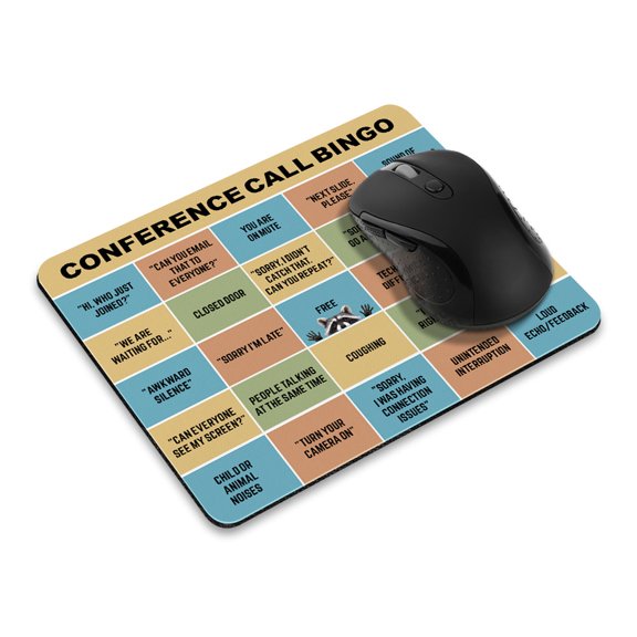 WIRESTER 8.66x7.08 in Rectangle Mouse Pad with Non-Slip Rubber Base for Computers, Laptop, Office & Home - Conference Call Bingo (S2)