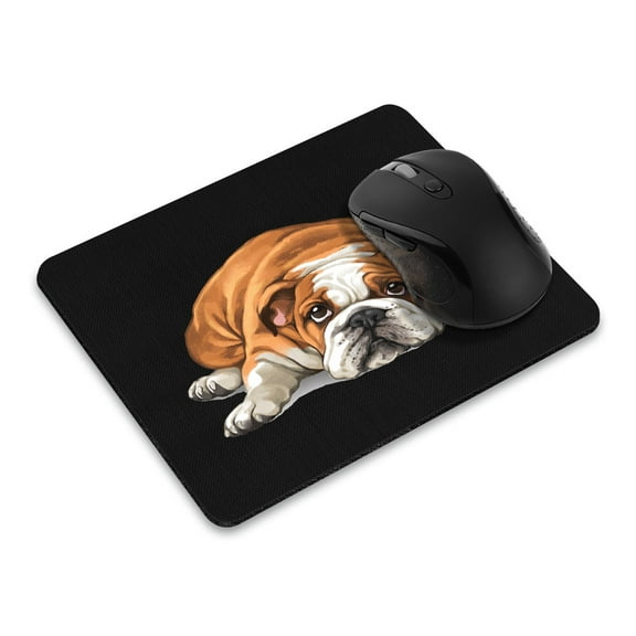 WIRESTER 8.66x7.08 in Rectangle Mouse Pad with Non-Slip Rubber Base for Computers, Laptop, Office & Home - English Bulldog Dog Lying Down Looking Up