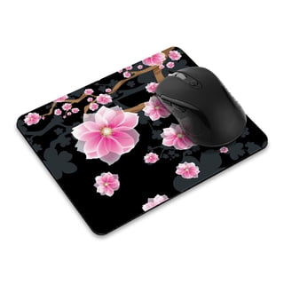 WIRESTER 9.5x7.88 in Rectangle Mouse Pad with Non-Slip Rubber Base for Computers, Laptop, Office & Home - Falling Pink Flower