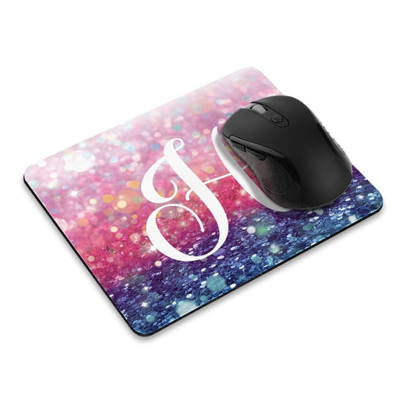 WIRESTER 8.66x7.08 in Rectangle Mouse Pad with Non-Slip Rubber Base for Computers, Laptop, Office & Home - Gliter Pink Blue H