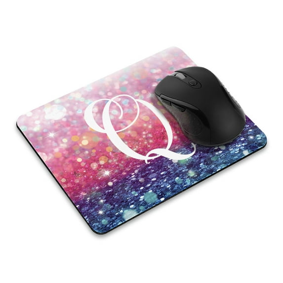 WIRESTER 8.66x7.08 in Rectangle Mouse Pad with Non-Slip Rubber Base for Computers, Laptop, Office & Home - Gliter Pink Blue Q