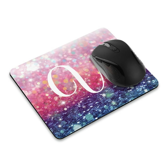 WIRESTER 8.66x7.08 in Rectangle Mouse Pad with Non-Slip Rubber Base for Computers, Laptop, Office & Home - Gliter Pink Blue U