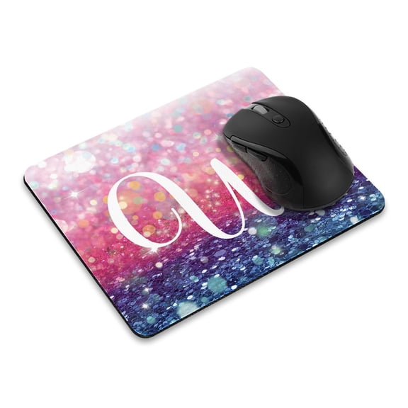 WIRESTER 9.5x7.88 in Rectangle Mouse Pad with Non-Slip Rubber Base for Computers, Laptop, Office & Home - Gliter Pink Blue W