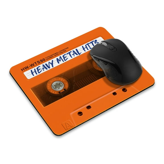 WIRESTER 8.66x7.08 in Rectangle Mouse Pad with Non-Slip Rubber Base for Computers, Laptop, Office & Home - Orange Cassette Tape Heavy Metal Hits