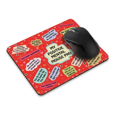 WIRESTER 8.66x7.08 in Rectangle Mouse Pad with Non-Slip Rubber Base for Computers, Laptop, Office & Home - Positive Mental Quotes Red Background