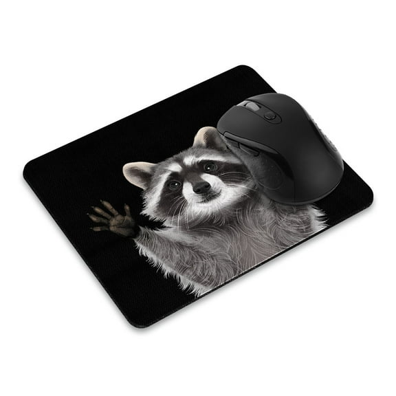 WIRESTER 8.66x7.08 in Rectangle Mouse Pad with Non-Slip Rubber Base for Computers, Laptop, Office & Home - Raccoon Hands Out