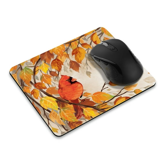 WIRESTER 8.66x7.08 in Rectangle Mouse Pad with Non-Slip Rubber Base for Computers, Laptop, Office & Home - Red Cardinal Bird In Autumn