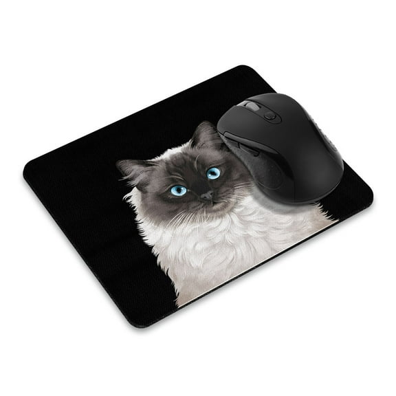 WIRESTER 8.66x7.08 in Rectangle Mouse Pad with Non-Slip Rubber Base for Computers, Laptop, Office & Home - Seal Point Ragdoll Cat
