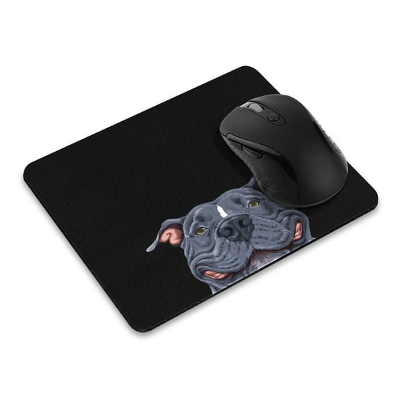 WIRESTER 8.66x7.08 in Rectangle Mouse Pad with Non-Slip Rubber Base for Computers, Laptop, Office & Home - Smiling Blue Pit Bull Dog