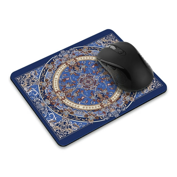 WIRESTER 8.66x7.08 in Rectangle Mouse Pad with Non-Slip Rubber Base for Computers, Laptop, Office & Home - Vintage Oriental Blue Persian Floral Rug