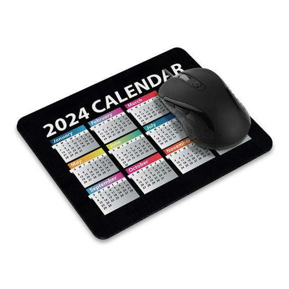 WIRESTER 8.66x7.08 in Rectangle Mouse Pad with Non-Slip Rubber Base for Computers, Laptop, Office & Home - Year 2024 Calendar