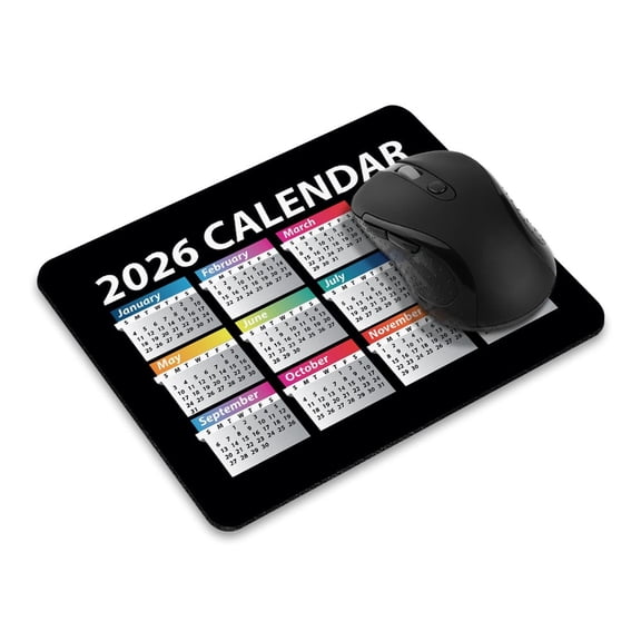 WIRESTER 8.66x7.08 in Rectangle Mouse Pad with Non-Slip Rubber Base for Computers, Laptop, Office & Home - Year 2026 Calendar