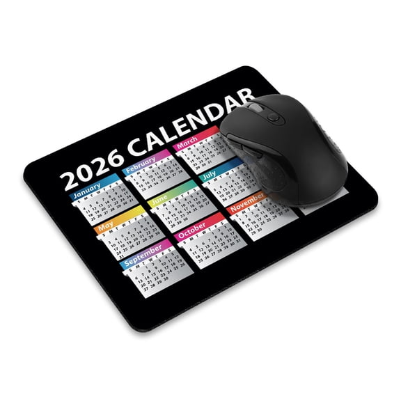 WIRESTER 9.5x7.88 in Rectangle Mouse Pad with Non-Slip Rubber Base for Computers, Laptop, Office & Home - Year 2026 Calendar
