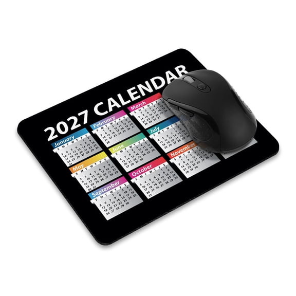 WIRESTER 9.5x7.88 in Rectangle Mouse Pad with Non-Slip Rubber Base for Computers, Laptop, Office & Home – Year 2027 Calendar