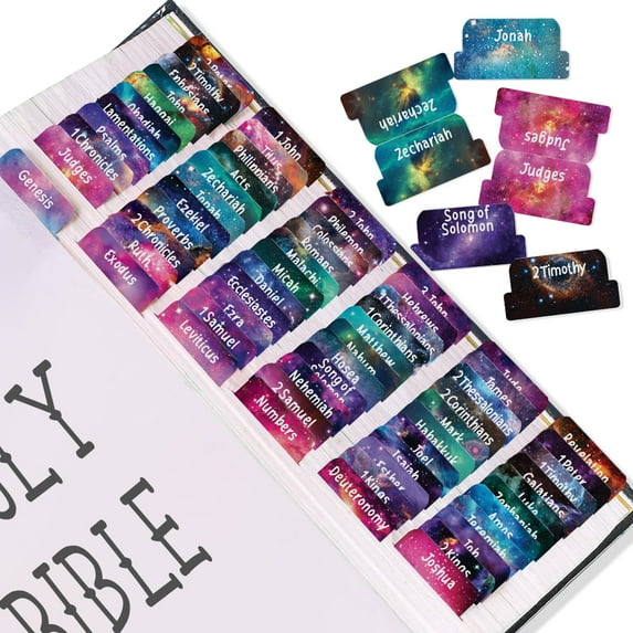 WIRESTER 80 Tabs, Galaxy, Laminated Bible Tabs for Women and Men, Bible Tabs for Study Bible