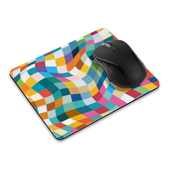 WIRESTER 9.5x7.88 in Rectangle Mouse Pad with Non-Slip Rubber Base for Computers, Laptop, Office & Home - Retro Rainbow Waves