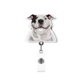 thumbnail image 1 of WIRESTER Acrylic Reel ID Holder Belt Clip Badge Retractable with Alligator Clip for Office Worker, Medical Staffs, Nurse, Doctor, Teacher, Student - Smiling White Pit Bull Dog, 1 of 5