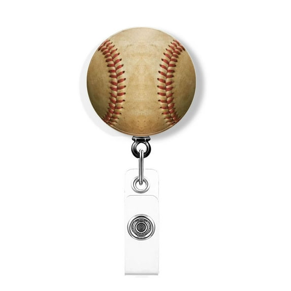 WIRESTER Acrylic Reel ID Holder Belt Clip Badge Retractable with Alligator Clip for Office Worker, Medical Staffs, Nurse, Doctor, Teacher, Student - Baseball