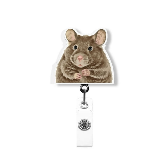 WIRESTER Acrylic Reel ID Holder Belt Clip Badge Retractable with Alligator Clip for Office Worker, Medical Staffs, Nurse, Doctor, Teacher, Student - Brown Mice