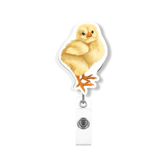 WIRESTER Acrylic Reel ID Holder Belt Clip Badge Retractable with Alligator Clip for Office Worker Medical Staffs, Nurse, Doctor, Teacher, Student - Nursery Baby Chicken Chicks