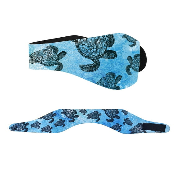 WIRESTER Adjustable Swimming Headbands Ear Bands Waterproof Protection, Neoprene Ear Band For Kids Adults (Large) - Ocean Sea Turtles