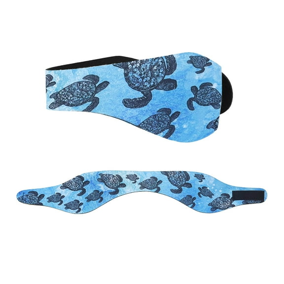 WIRESTER Adjustable Swimming Headbands Ear Bands Waterproof Protection, Neoprene Ear Band For Kids Adults (Medium) - Ocean Sea Turtles