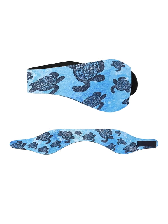 Adjustable Swimming Headbands Ear Bands Waterproof Protection, Neoprene Ear Band For Kids Adults (Medium) - Ocean Sea Turtles