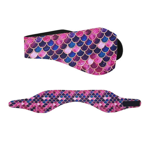 WIRESTER Adjustable Swimming Headbands Ear Bands Waterproof Protection, Neoprene Ear Band For Kids Adults (Medium)- Pink Mermaid Scales