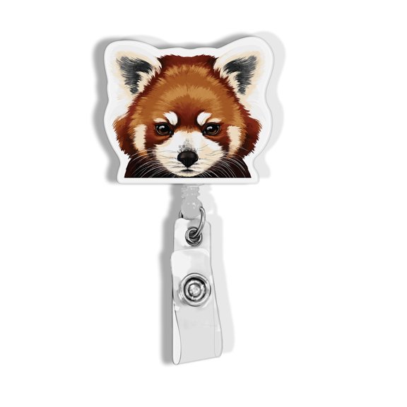 WIRESTER Animal Design Key Card Holder Belt Clip Reel Id Badge Retractable, Red Panda