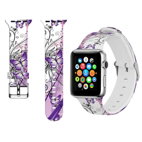 WIRESTER Watch Band for Apple Watch Sport Edition 38mm - 2 Tone Purple Butterfly