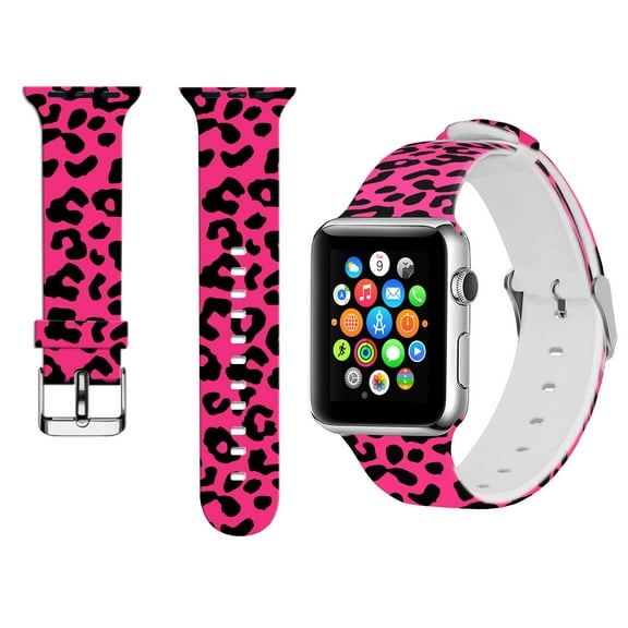 WIRESTER Watch Band for Apple Watch Sport Edition 38mm - Black/Hot Pink Leopard